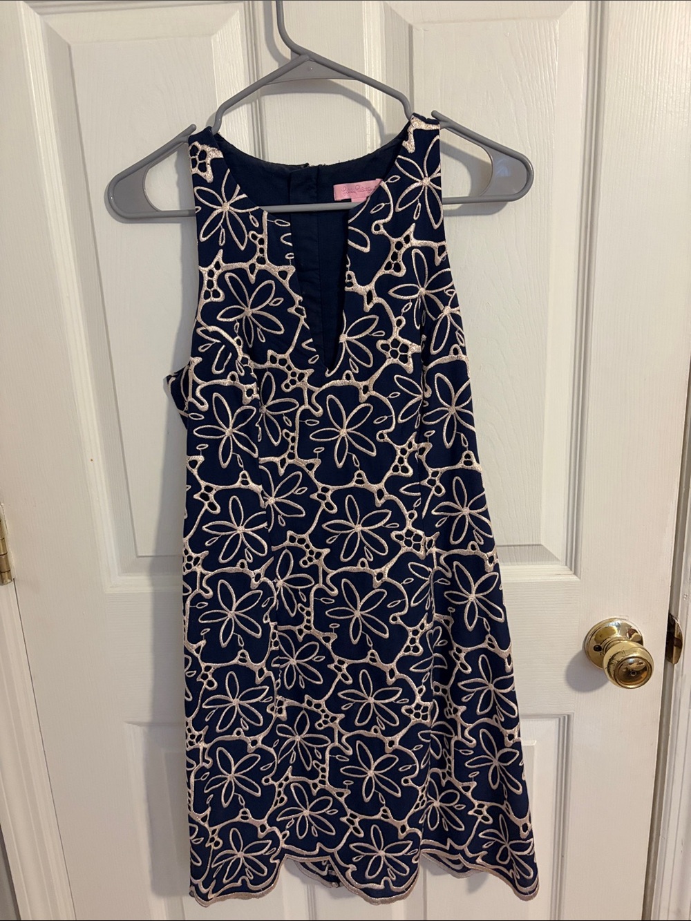 Lilly Pulitzer Navy and gold Floral Cutout Dress